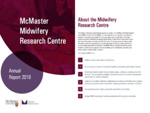 Cover of the McMaster midwifery Research Centre annual report.
