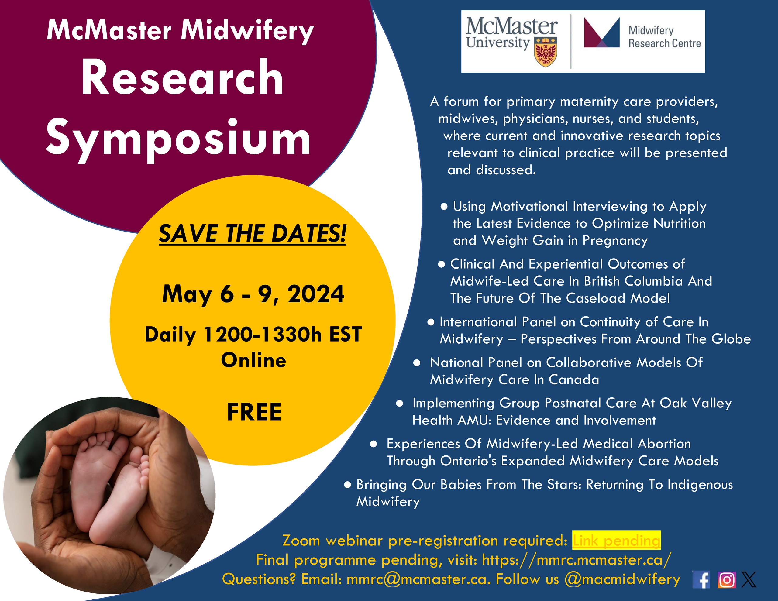 Save the Dates - MMRC Midwifery Research Symposium May 6-9, 2024!